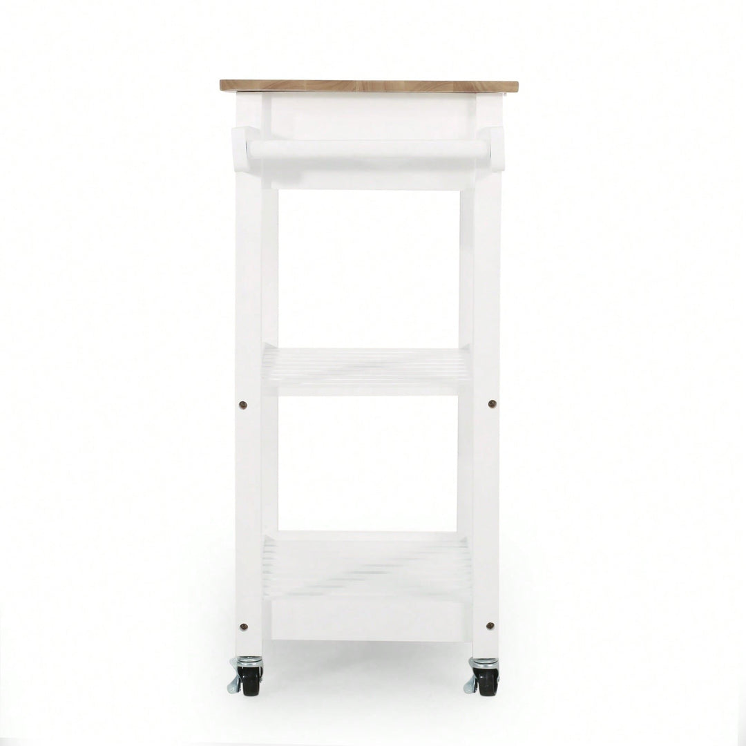 Versatile Wooden Kitchen Cart With Storage And Wheels For Easy Mobility Image 6