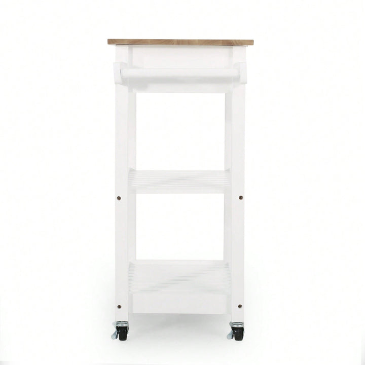 Versatile Wooden Kitchen Cart With Storage And Wheels For Easy Mobility Image 6