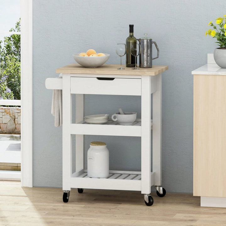 Versatile Wooden Kitchen Cart With Storage And Wheels For Easy Mobility Image 10