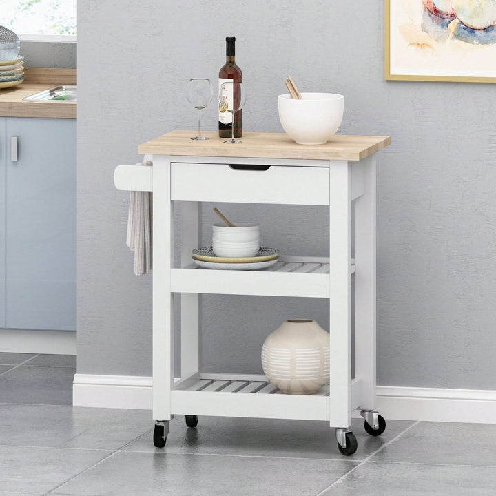 Versatile Wooden Kitchen Cart With Storage And Wheels For Easy Mobility Image 11