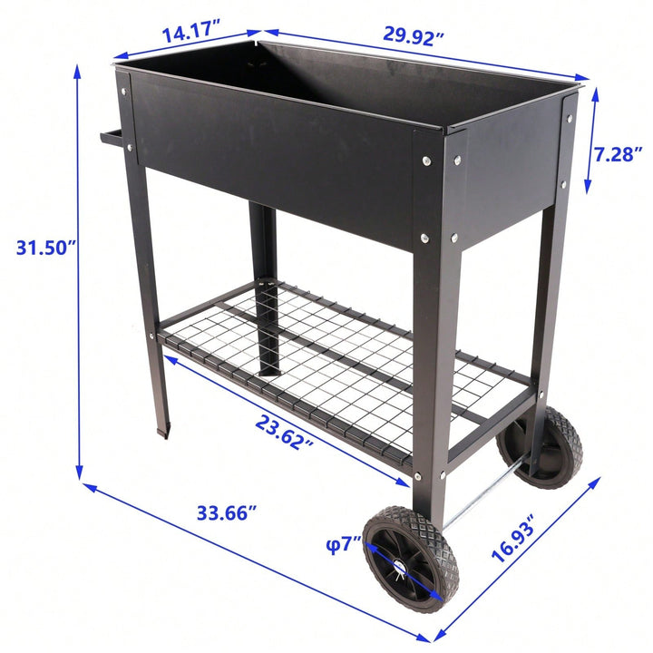 Waist High Elevated Metal Garden Bed on Wheels for Easy Mobility - Perfect for Vegetables Herbs Flowers with Drainage Image 5