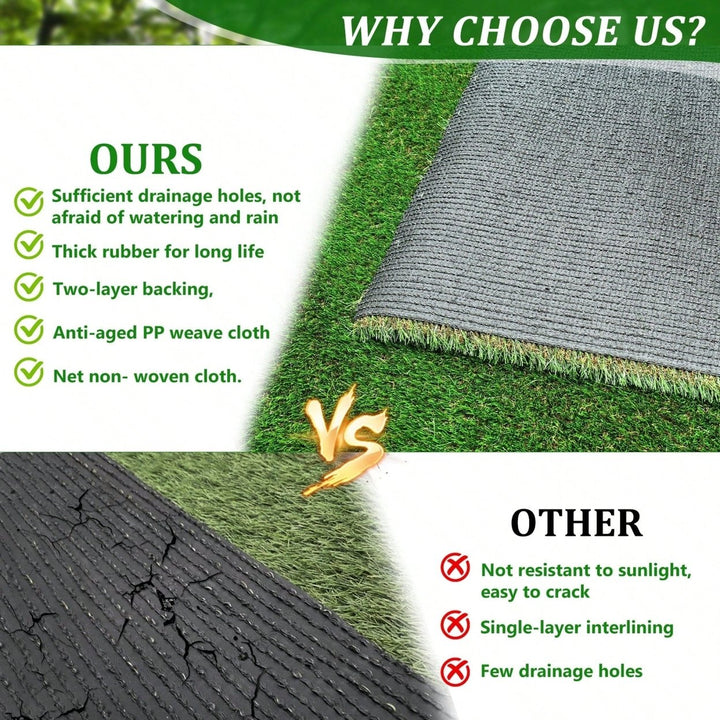 Thick 2FTx10FT Outdoor Artificial Grass Runner Rug for Patio Balcony Garden Lawn Dog Turf Mat 1.38 Inch Pile Height Image 5