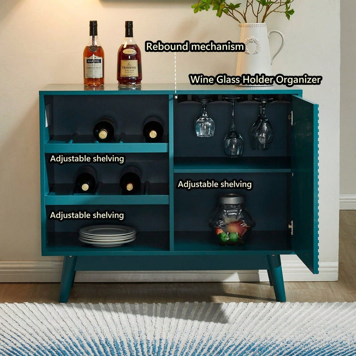 Tone Compact Cabinet Sideboard Buffet With Wine Storage And Glass Holder - Ample Storage Space, Elegant Design, Image 3