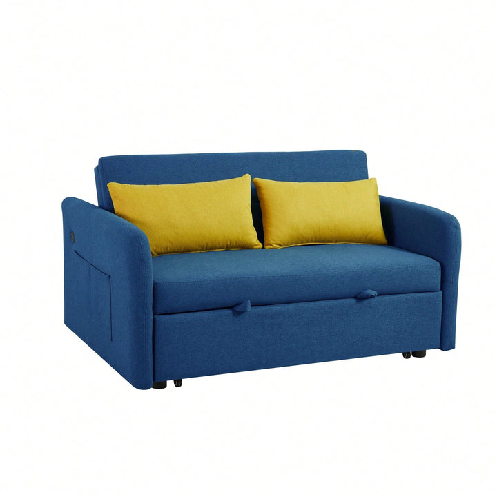 Transform Your Space With A Stylish Blue Fabric Sofa Bed  Versatile And Comfortable For Modern Living Image 2