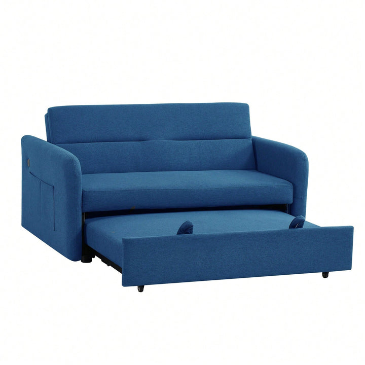 Transform Your Space With A Stylish Blue Fabric Sofa Bed  Versatile And Comfortable For Modern Living Image 3