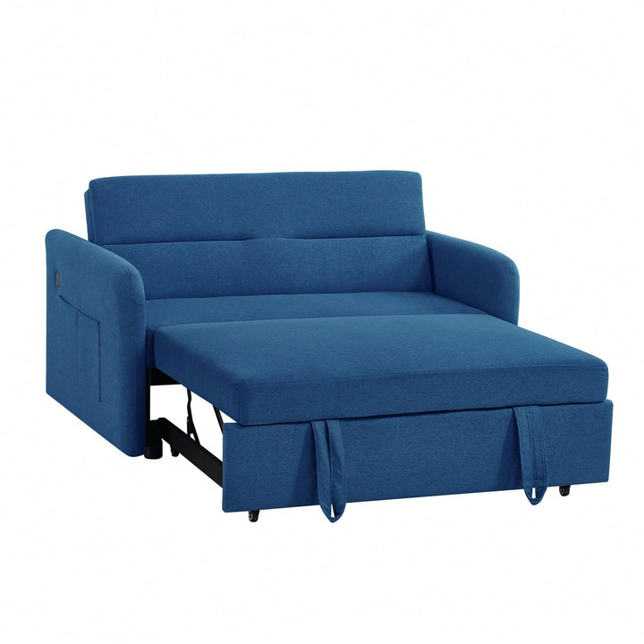 Transform Your Space With A Stylish Blue Fabric Sofa Bed  Versatile And Comfortable For Modern Living Image 4