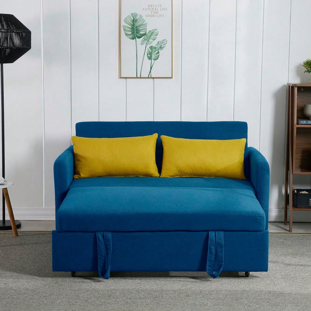 Transform Your Space With A Stylish Blue Fabric Sofa Bed  Versatile And Comfortable For Modern Living Image 5