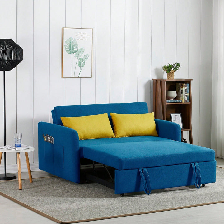 Transform Your Space With A Stylish Blue Fabric Sofa Bed  Versatile And Comfortable For Modern Living Image 6