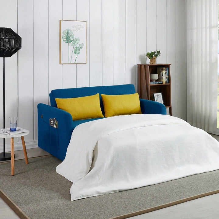 Transform Your Space With A Stylish Blue Fabric Sofa Bed  Versatile And Comfortable For Modern Living Image 7