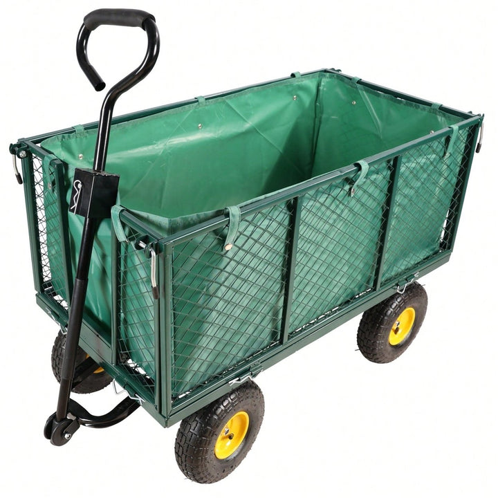 Transportable Green Flower Cart With Cloth Bag - Ideal For Firewood And Garden Essentials Image 1