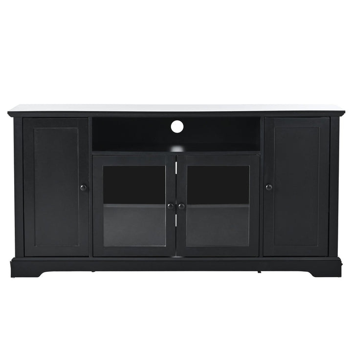 TV Stand for 65 Inch TV with Adjustable Panels and 2 Tempered Glass Doors Open Style Cabinet Sideboard for Living Room Image 12