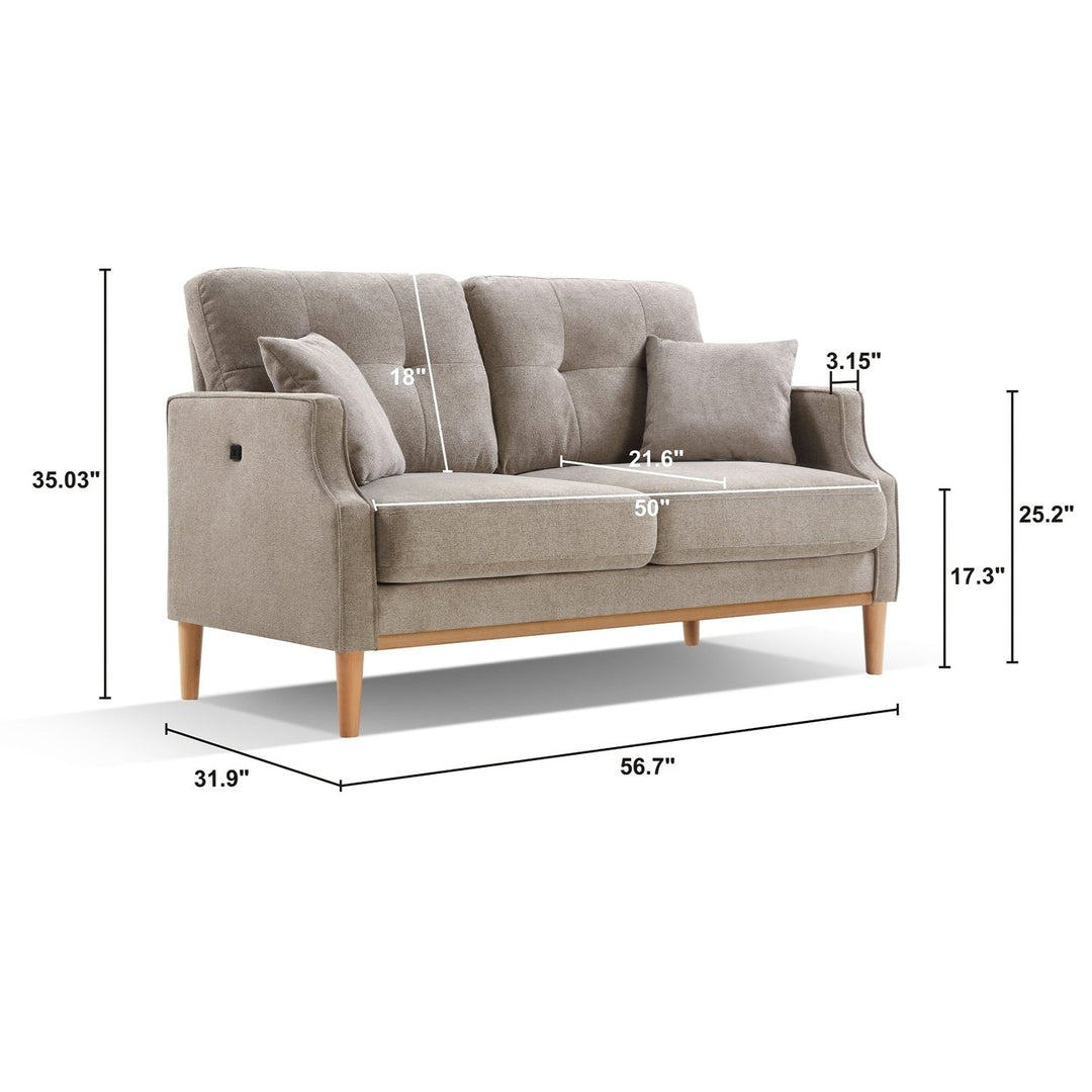 Waterproof Cream 2-Seater Loveseat Sofa with USB Charging  Versatile Living Space Seating Image 8