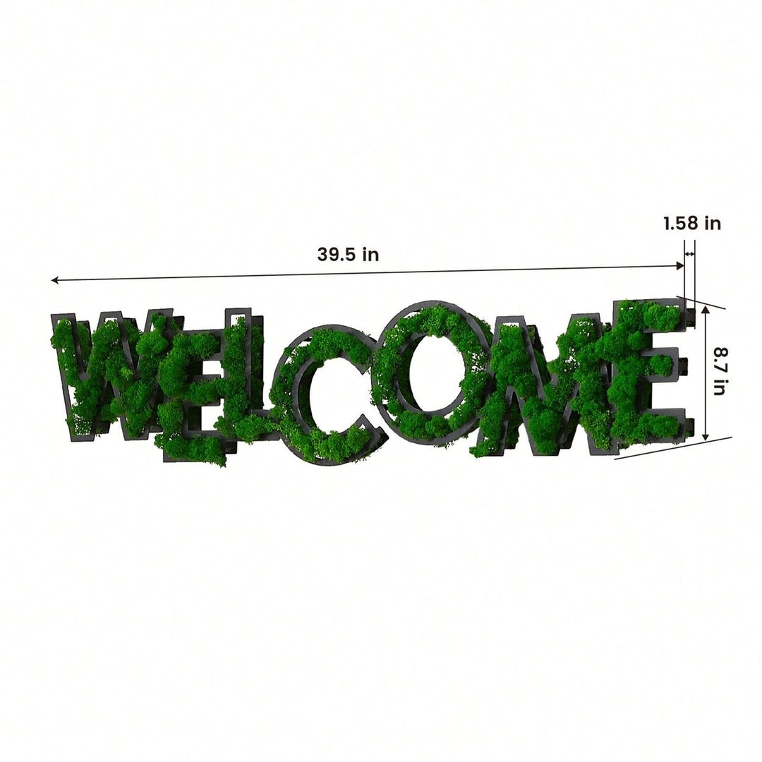 Welcome Letter Moss Wall Art Decor - Low Maintenance Iron Frame with Preserved Moss for Unique Indoor Spaces Image 5