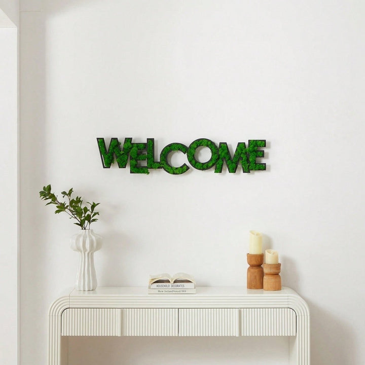 Welcome Letter Moss Wall Art Decor - Low Maintenance Iron Frame with Preserved Moss for Unique Indoor Spaces Image 6