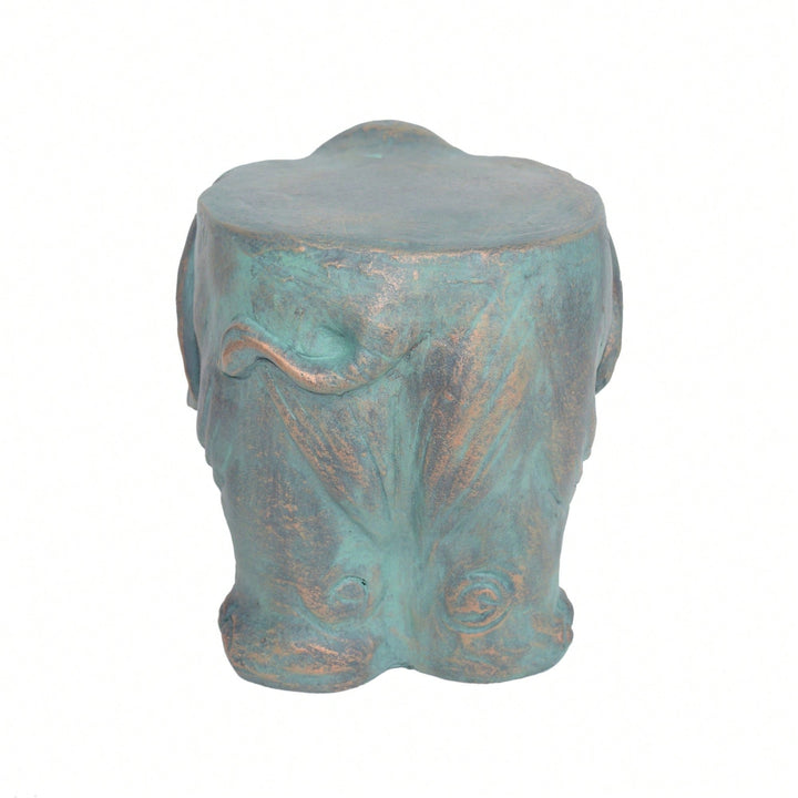 Whimsical Elephant Garden Stool With Copper Patina Finish - Perfect For Outdoor Spaces And Decor Image 5