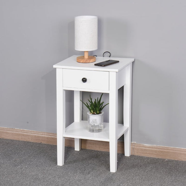 White Bathroom Floor-standing Storage Table with Drawer Image 1