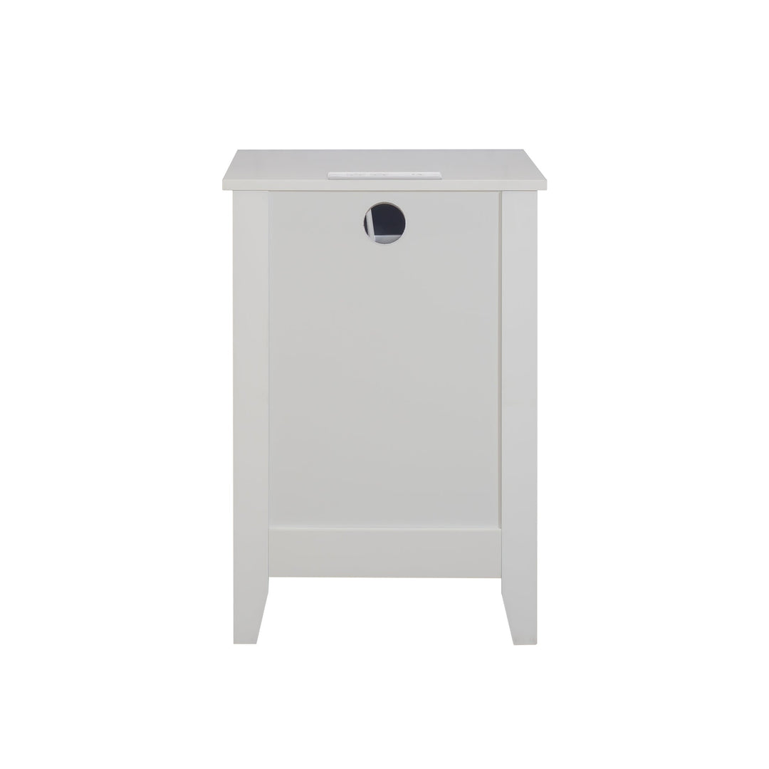 White 3 Drawer Nightstand with Charging Station USB Ports Power Outlets Modern Wooden Bedside Table for Bedrooms Image 4