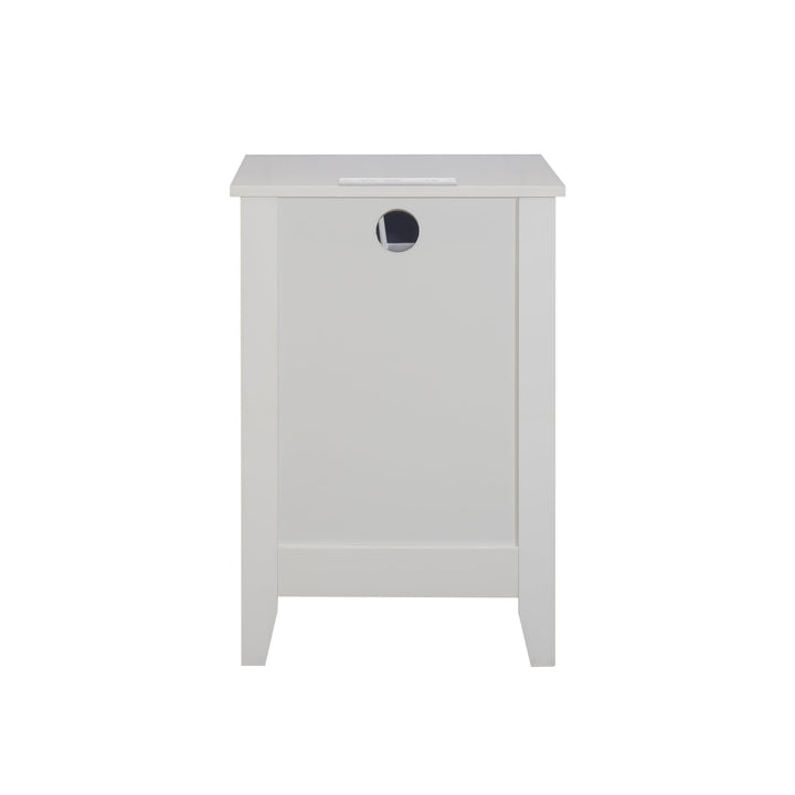 White 3 Drawer Nightstand with Charging Station USB Ports Power Outlets Modern Wooden Bedside Table for Bedrooms Image 4