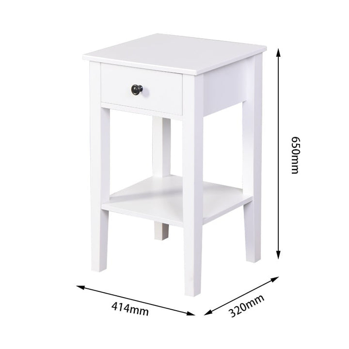 White Bathroom Floor-standing Storage Table with Drawer Image 3