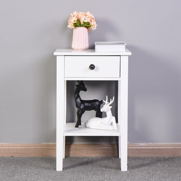 White Bathroom Floor-standing Storage Table with Drawer Image 4