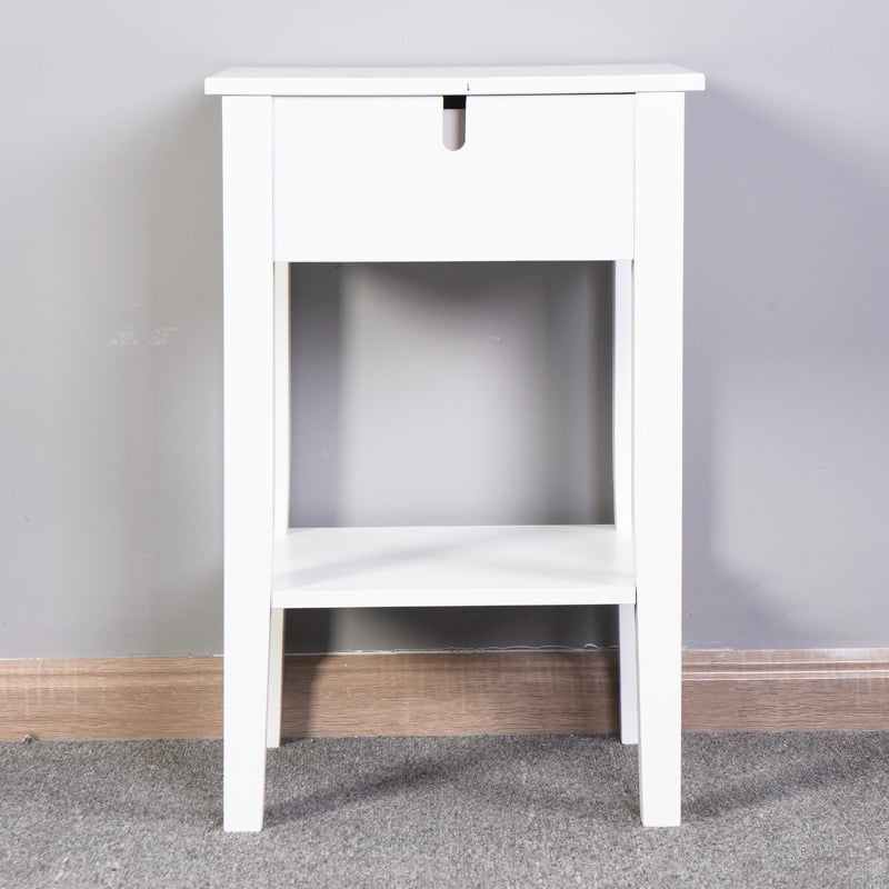 White Bathroom Floor-standing Storage Table with Drawer Image 6