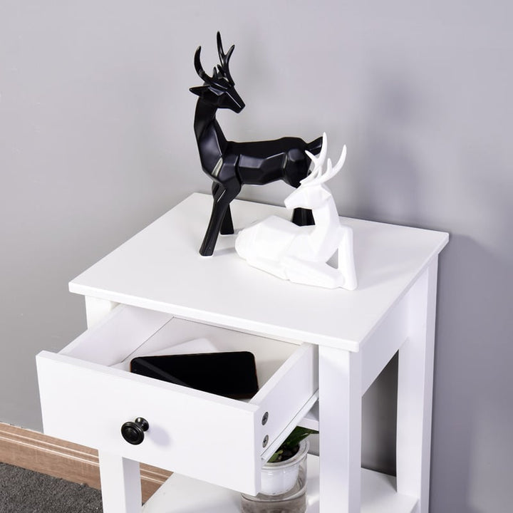 White Bathroom Floor-standing Storage Table with Drawer Image 9