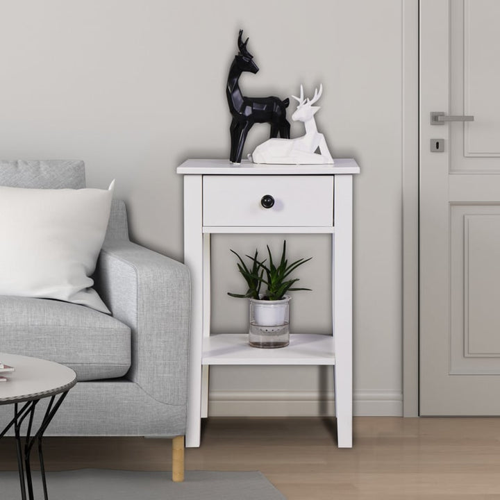 White Bathroom Floor-standing Storage Table with Drawer Image 10