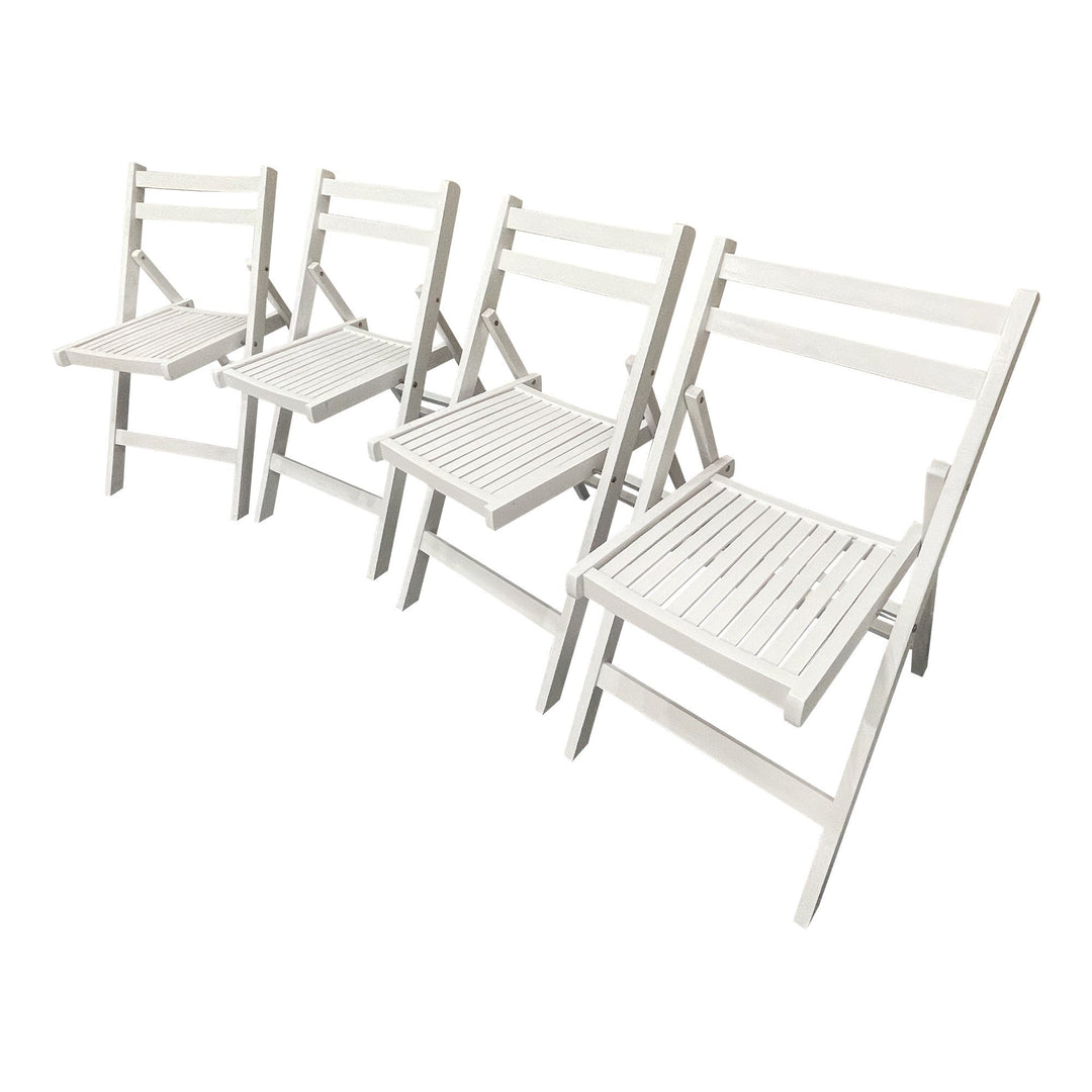 White Folding Slatted Wood Chairs - Set of 4, Portable and Stylish Event Seating, Perfect for Parties, Weddings, and Image 4