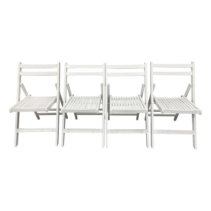 White Folding Slatted Wood Chairs - Set of 4, Portable and Stylish Event Seating, Perfect for Parties, Weddings, and Image 5