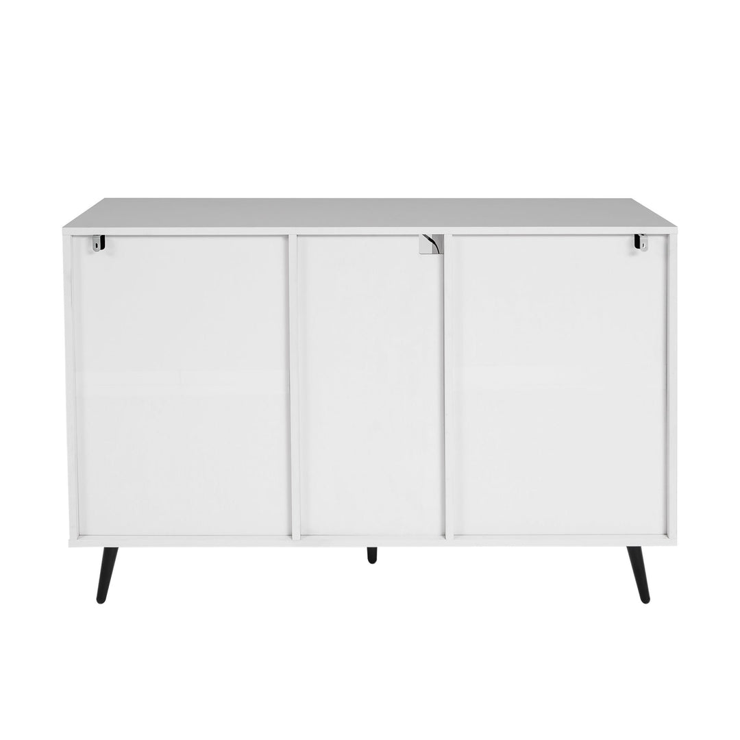 White High Gloss Living Room Sideboard Storage Cabinet with LED Light Modern Kitchen Buffet Wooden Display Unit Image 6