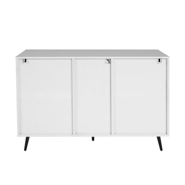 White High Gloss Living Room Sideboard Storage Cabinet with LED Light Modern Kitchen Buffet Wooden Display Unit Image 6