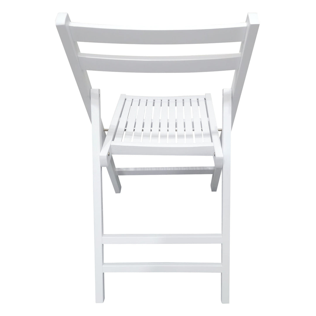 White Folding Slatted Wood Chairs - Set of 4, Portable and Stylish Event Seating, Perfect for Parties, Weddings, and Image 7