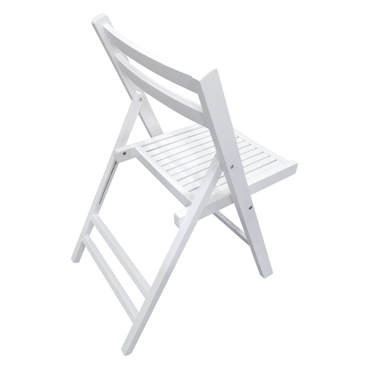 White Folding Slatted Wood Chairs - Set of 4, Portable and Stylish Event Seating, Perfect for Parties, Weddings, and Image 8