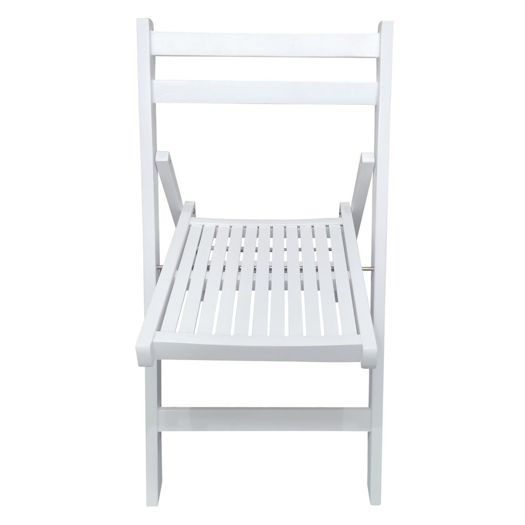 White Folding Slatted Wood Chairs - Set of 4, Portable and Stylish Event Seating, Perfect for Parties, Weddings, and Image 9