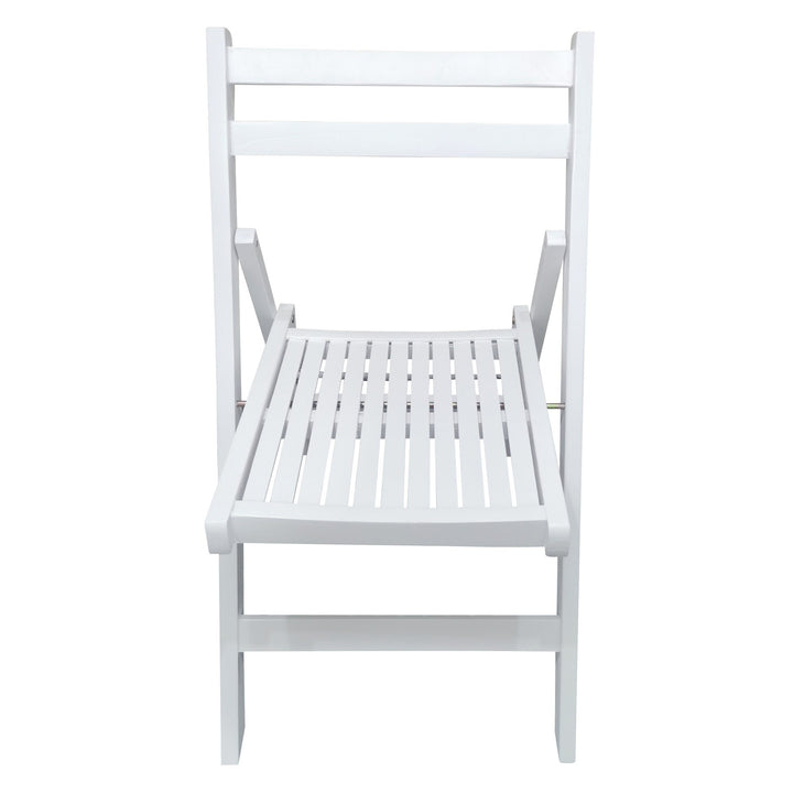 White Folding Slatted Wood Chairs - Set of 4, Portable and Stylish Event Seating, Perfect for Parties, Weddings, and Image 9