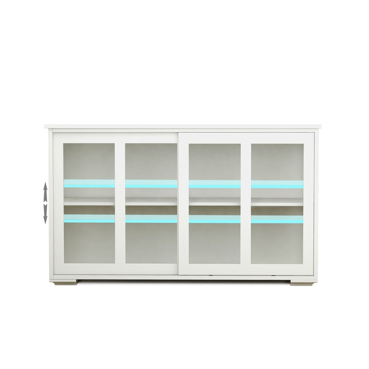 White Kitchen Storage Stand Cupboard with Glass Door  Stylish Organizer for Home and Kitchen Image 7