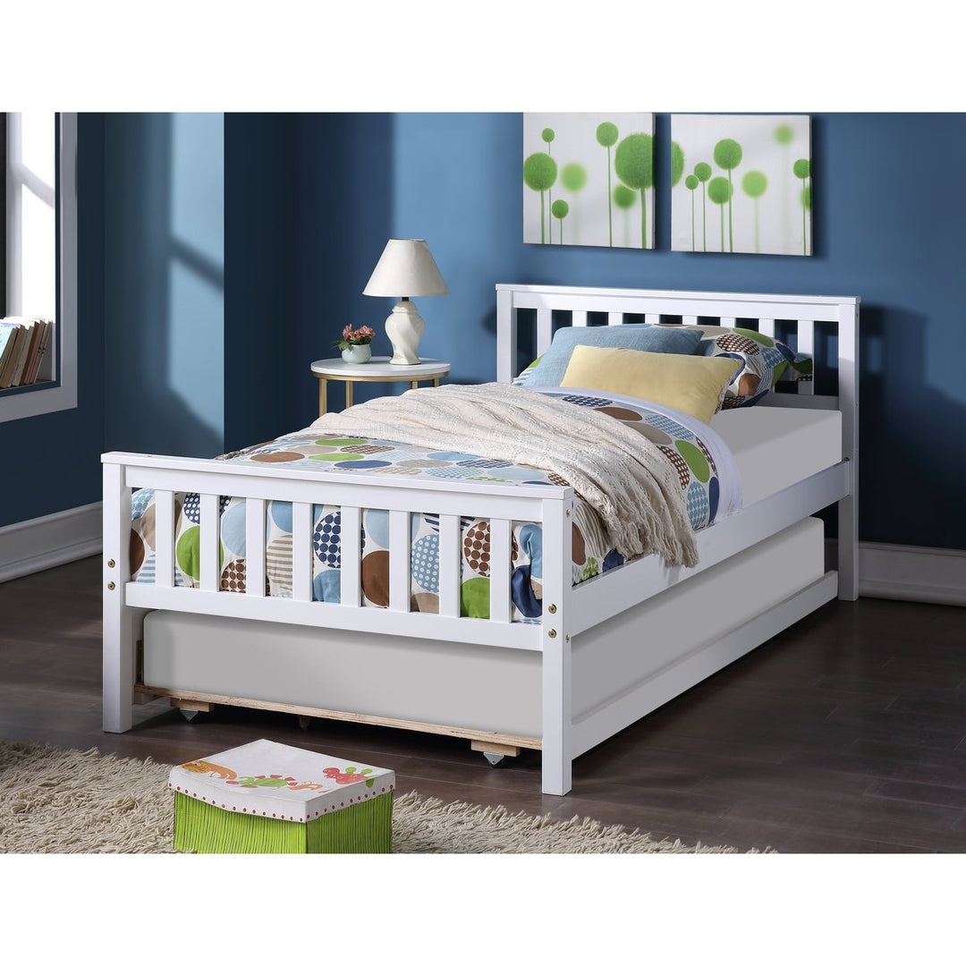 Space-Saving Twin Bed With Trundle And Headboard, No Box Spring Required, Ideal For Small Bedrooms And Living Spaces, Image 1