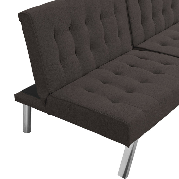 Wood Frame Futon Sofa Bed with Stainless Steel Legs Espresso Finish Image 5