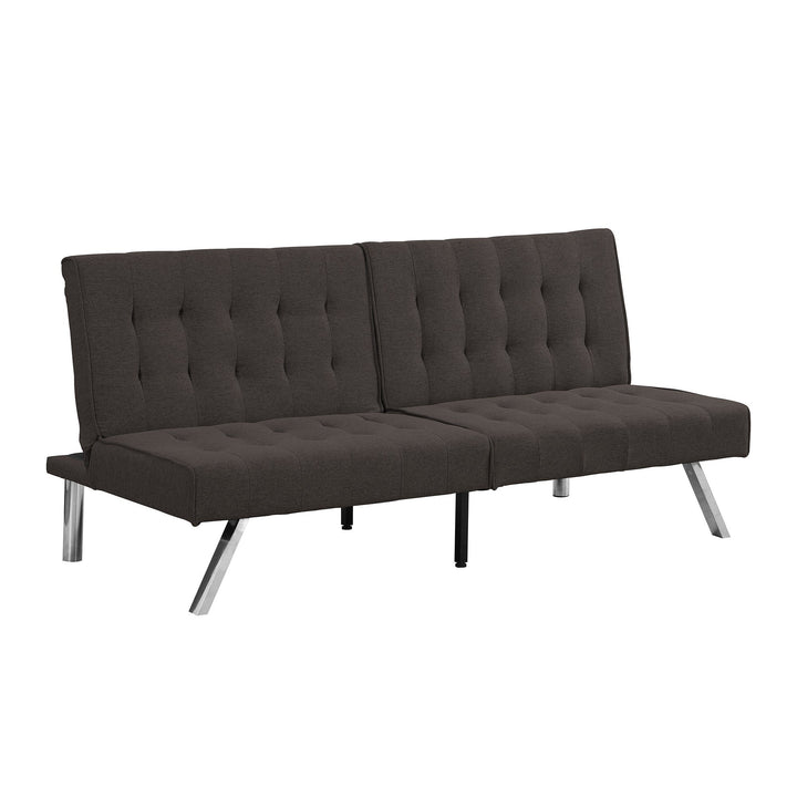 Wood Frame Futon Sofa Bed with Stainless Steel Legs Espresso Finish Image 6