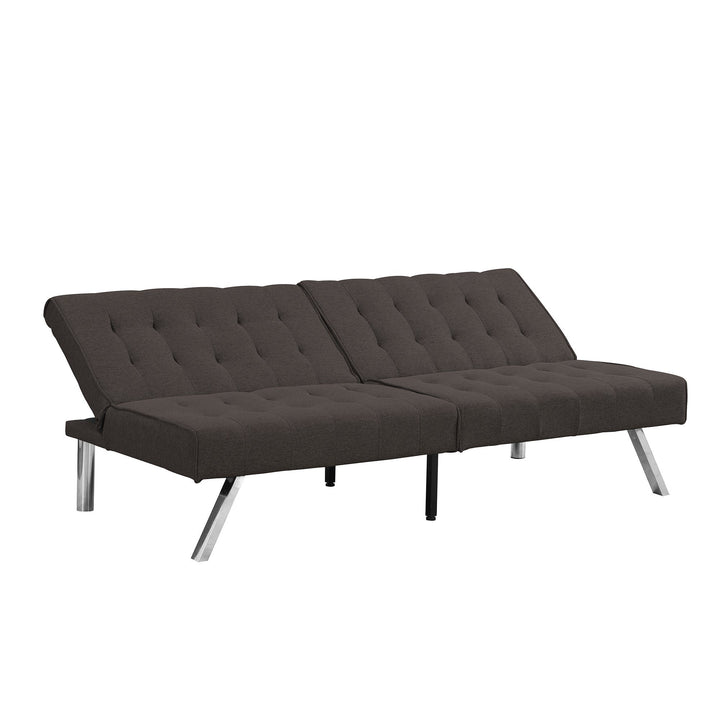 Wood Frame Futon Sofa Bed with Stainless Steel Legs Espresso Finish Image 7