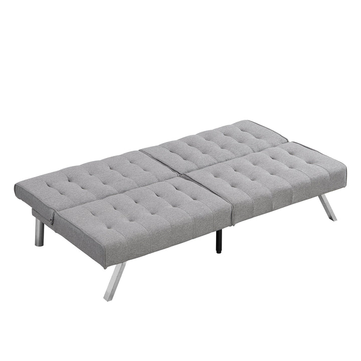 WOOD FRAME, STAINLESS LEG, FUTON, SOFA BED GREY Image 3