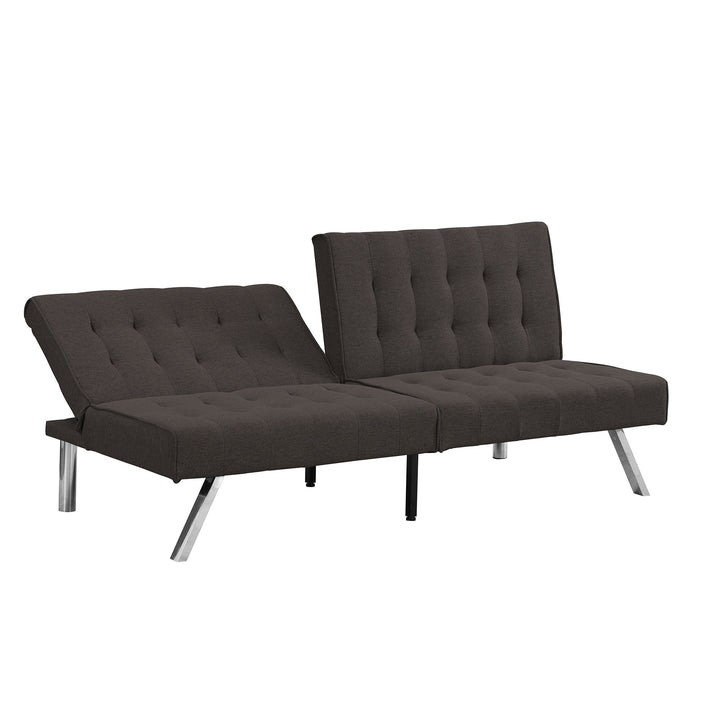 Wood Frame Futon Sofa Bed with Stainless Steel Legs Espresso Finish Image 8