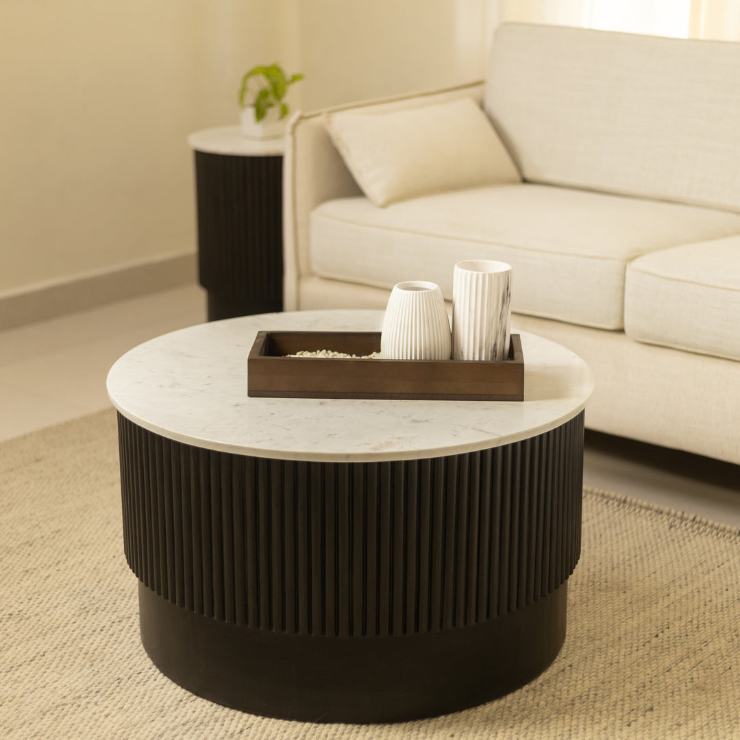 Enzo Coffee Table- Black Base/Marble Top Image 2