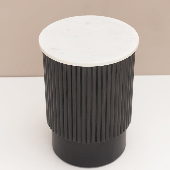 Enzo Side Table -Black Base/Marble Top Image 3