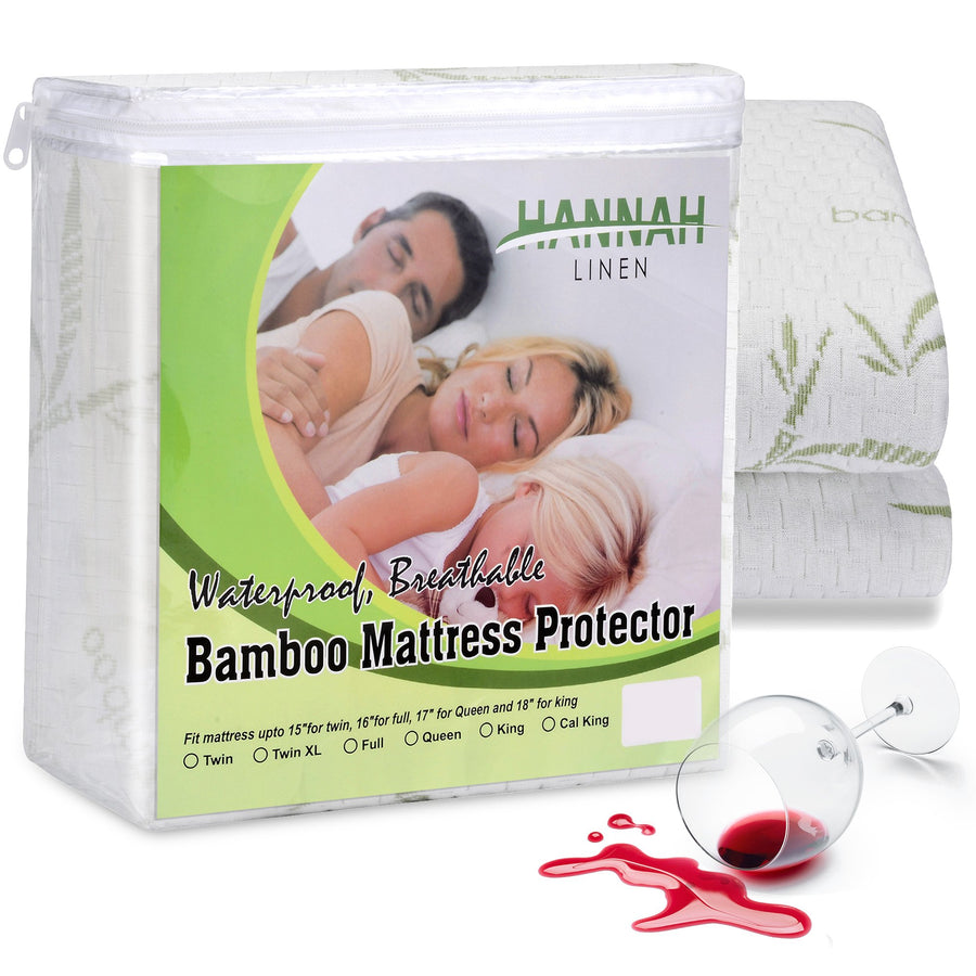 Waterproof Bamboo Mattress Protector Soft Breathable Mattress Topper Image 1