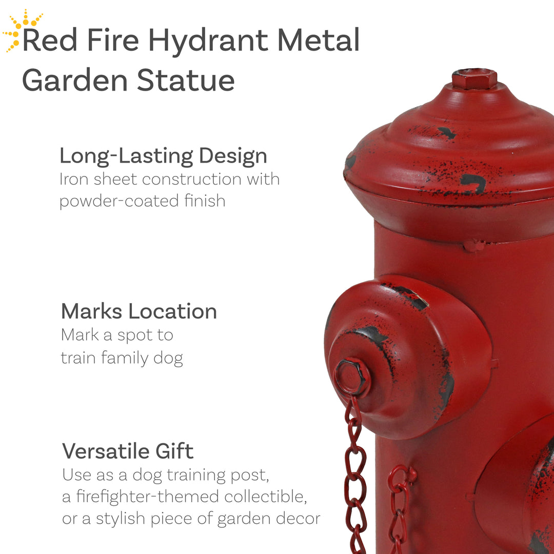 Sunnydaze Fire Hydrant Metal Outdoor Statue - 14 in Image 3