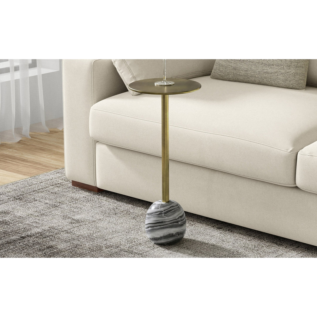 Melene Side Table Gold Iron with Black Grey Marble Base Accent End Table Image 2