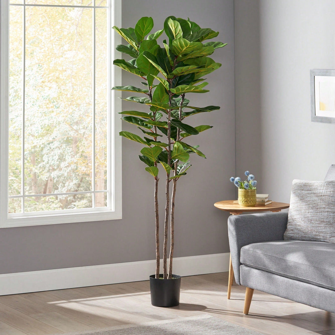 180CM Artificial Fiddle Leaf Fig Tree With 72 Lush Green Leaves For Home And Image 2