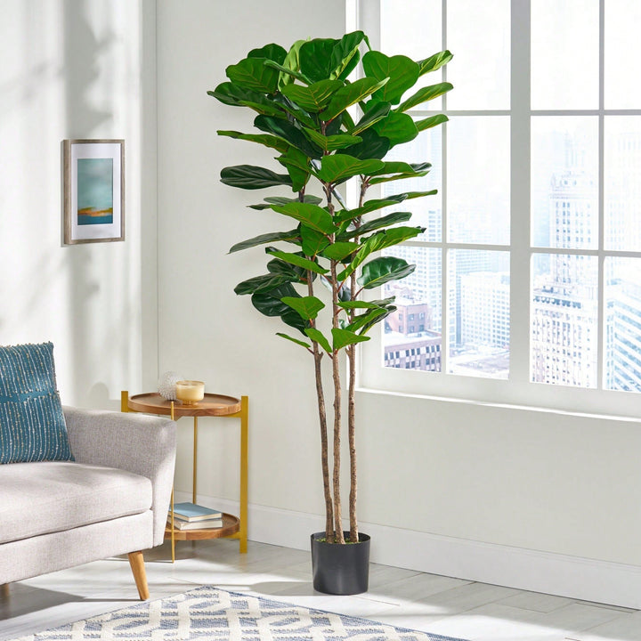 180CM Artificial Fiddle Leaf Fig Tree With 72 Lush Green Leaves For Home And Image 3