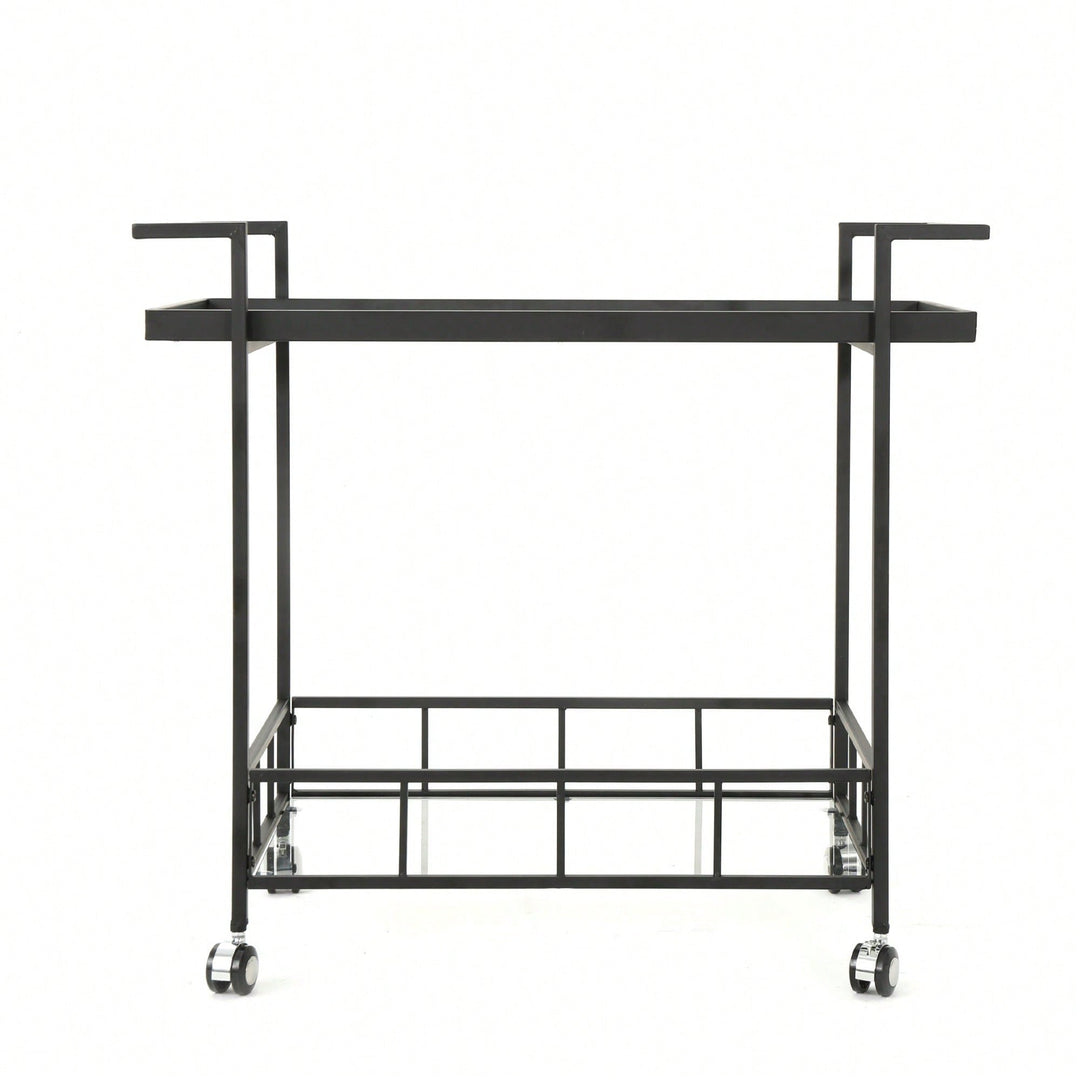 Elegant Mobile Bar Cart With Storage And Serving Tray For Home Entertaining Image 1